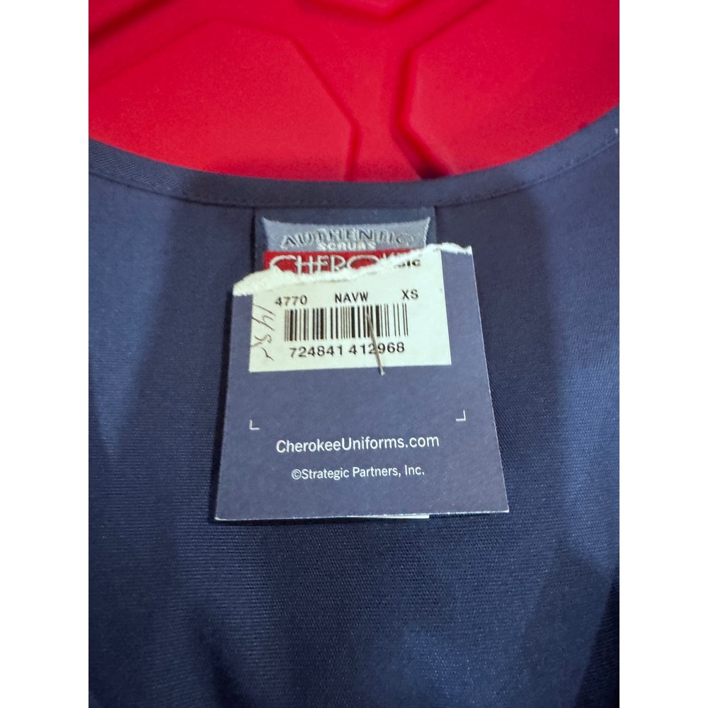 Cherokee Workwear Authentic Scrubs Navy Blue Snap Front Top 4770 NAVW XS
